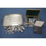 Silver & silver plate. A quantity of silver & silver plated items, including, dressing table set,