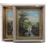 R. Marshall (19th Century). Pair of oil on canvases, each depicting a fast flowing stream surrounded