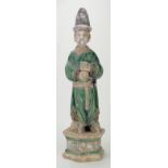 Ancient Chinese Ming Dynasty (AD 618-907) attendant figurine with superbglazing 410mm