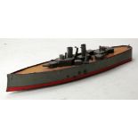 Lehmann tinplate clockwork battleship 'St. Vincent 672', length 33.5cm approx. (not working)