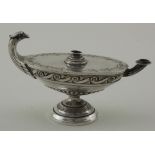 Roman Lamp shape, Continental silver (possibly German) Smoker's Companion, Continental marks on
