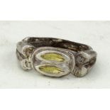 Interesting Ancient Roman (ca.200 AD) silver rting with gold inlay bezel 20mm - inner diameter