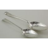 Mid 18thc Dutch Hanoverian pattern silver tablespoon marked for Amsterdam, Maker - LC. Bowl a bit