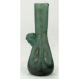 Ancient Roman (ca.200 AD) glass flask with nicely decorated body - with some repair 130 mm