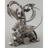 Fine quality and unusual Elkington silver plate table centre peice adorned with palm trees, kiwis