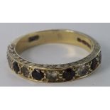 9ct Gold Garnet/CZ Ring size L weight 2.8g