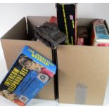 Toys. A collection of toys, including Meccano, Hornby, Frog, lead soldiers, etc. (2 boxes)