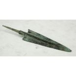 Ancient Greek Archaic Period (ca.1000 BC) bronze spearhead in great condition - shape edges 150mm