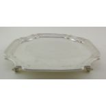 Square Silver salver raised on four feet. Emilie Viner. Sheffield. 1963. 621g