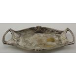 Art Nouveau silver plated dish which bears a mark which looks like "CDE" with crossed swords