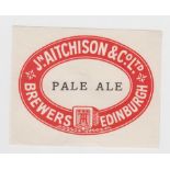 Beer label, J Aitchison & Co Ltd, Edinburgh, Pale Ale, believed to be pre 1914, horizontal