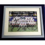 Tottenham Hotspur, a framed & glazed signed team picture season 2001/2002, autographed by 19 players