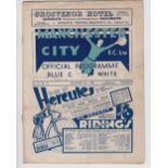 Football programme, Manchester City v Tottenham, 5 November 1938, Division 2 (some slight wear &