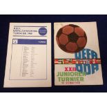 Football programme/tickets, UEFA Junior Tournament, East Germany, May 1969, tournament programme (