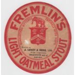 Beer label, Fremlin's, Light Oatmeal Stout, bottled by J Lukey & Sons, Folkestone & Dover (