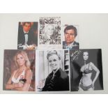 Autographs, Six James Bond related autographed photos etc, Britt Ekland, Timothy Dalton (x2),