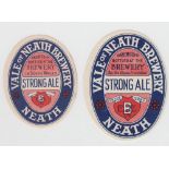 Beer labels, Vale of Neath Brewery, Wales, Strong Ale, 2 different size v.o's (gd/vg) (2)