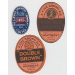 Beer labels, Whitbread & Co, London, Double Brown, 2 different, scarcer is 102mm high, & Alnwick