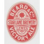 Beer label, Beard & Co, Star Lane Brewery, Lewes, Victory Ale, v.o, (gd) (1)