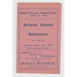 Football programme, Dulwich Hamlet v Bohemians (Ireland), 27 March, 1937 Fr (vg) (1)