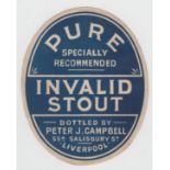 Beer label, Invalid Stout bottled by Peter J Campbell, Liverpool, v.o (gd) (1)