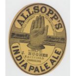 Beer label, Samuel Allsopp, India Pale Ale, bottled by J Hughes, Eastfield, Cambuslang, Scotland c.