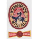 Beer label, Hancock & Co Ltd, Wales, Mild Ale, large v.o, (117mm high) plus stopper (gd) (2)