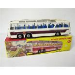 A Dinky Toys 952 Vega Major Luxury Coach, off-white body, blue interior, grey base, in original