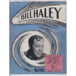 Music Memorabilia, programme & ticket for Bill Haley & His Comets, first European Tour in 1957,