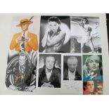 Autographs, Thirteen autographed photos, Michael Caine, Raquel Welch, Robert De Niro, Debbie