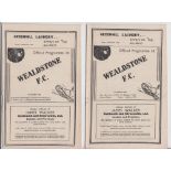 Football programmes, Wealdstone FC, two wartime home games v Dulwich Hamlet 16 Dec 1939 & v Oxford