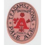 Beer label, T F Adams & Sons, Halstead, Essex, Pale Ale, c1937, v.o, (sl hinge mark to back o/w gd/