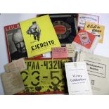 Military, mostly WW1 & WW2, selection of ephemera inc. Regimental silk squares, ration books,