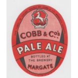 Beer label, Cobb & Co, Margate, Pale Ale, v.o (gd) (1)