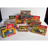 1970s Dinky Toys, 978 Refuse Wagon, 344 Land Rover, 417 Motorway Services Ford Transit, 201 Plymouth