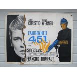 Film Poster, UK Quad cinema poster for Fahrenheit 451 the 1966 Francois Truffaut sci-fi drama