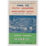 Football programme/autograph, FA Cup Final, 1958, Bolton v Manchester United, signed & dedicated