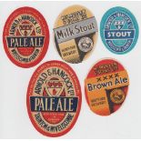 Beer labels, Arnold & Hancock, Wiveliscombe & Taunton, Pale Ale (2 different size) & Stout, &