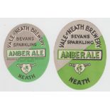 Beer labels, Vale of Neath Brewery, Wales, Amber Ale, Amber Ale, 2 different size v.o's (gd/vg) (2)