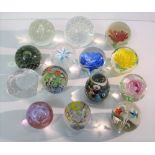 Paperweights, a collection of 14 glass paperweights, various makes & designs inc. Caithness (large &