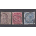 Stamps, Queen Victoria, 2/6, 5/- and 10/-, 1883-84, SG178-183, good used with regional oval cancels