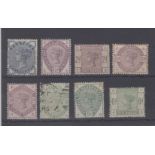 Stamps, GB, halfpenny to 6d mint stamps 1883 SG187-194, mint except used 4d, slight foxing on