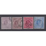 Stamps, GB, Edward VII, used high values, 2 x 2/6, 5/- & 10/- 1902-1913