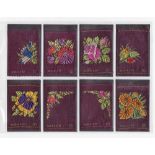 Tobacco silks, Turmac, Flower & Leaf Designs, DESS.D 1-16, 4 complete sets on black, beige, purple &