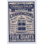 Brewery Advertising, Charles Galen, 6 High Street Gillingham advertising flyer for Charrington's Ale