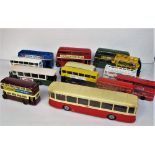 Toys, Buses & Coaches, 13 unboxed plastic & diecast models, including Auto Bus Saviem by Norven,