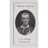 Cigarette card, Taddy, Prominent Footballers, New Zealand, type card, J.A. Lavery (very slight