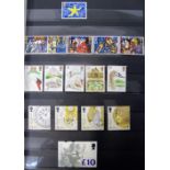 Stamps, GB QE2 unmounted mint collection in stock book, stamps and mini-sheets from 1990 to 2008,