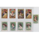 Cigarette cards, USA, ATC (Fatima Turkish Cigarettes), Actress Series. 9 different cards (gd) (9)