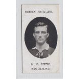 Cigarette card, Taddy, Prominent Footballers, New Zealand, type card, H.F. Rowe (very slight